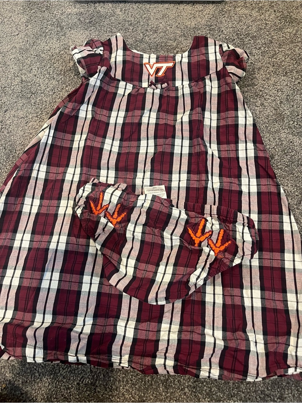 Virginia Tech Plaid Girls' Casual Dress - Maroon White
